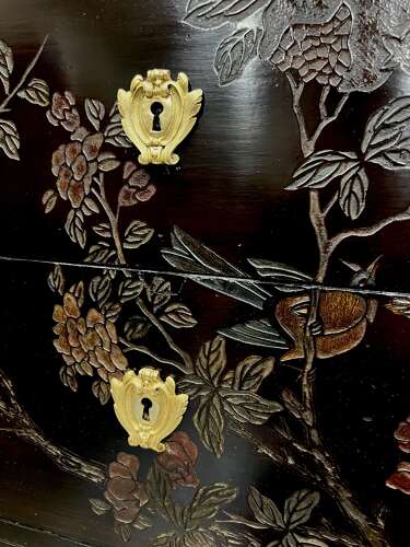 French Black Lacquered Commode