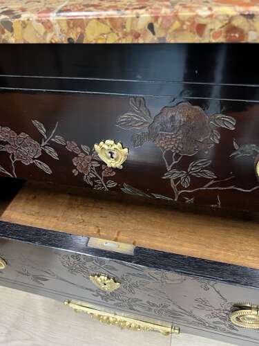 French Black Lacquered Commode