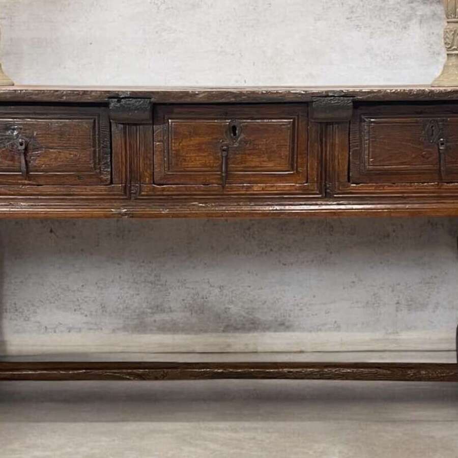 Spanish Walnut And Chestnut Three Drawer Side Table