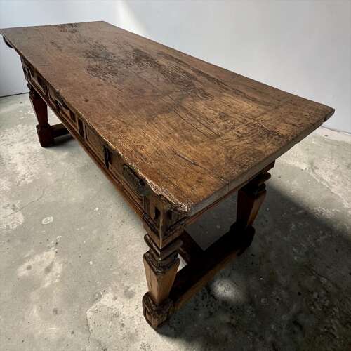 Spanish Walnut And Chestnut Three Drawer Side Table