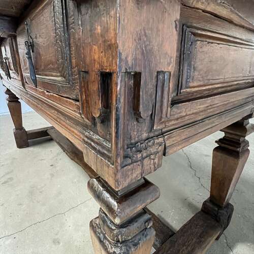 Spanish Walnut And Chestnut Three Drawer Side Table