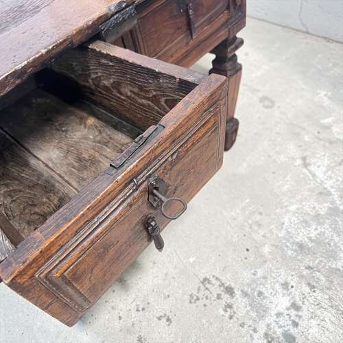 Spanish Walnut And Chestnut Three Drawer Side Table