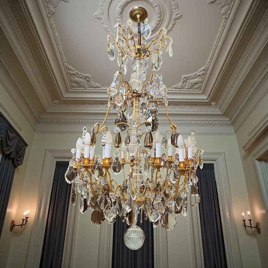 19th Century French Bronze And Crystal Chandelier