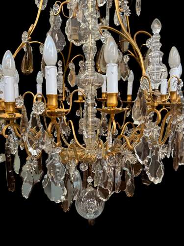 19th Century French Bronze And Crystal Chandelier