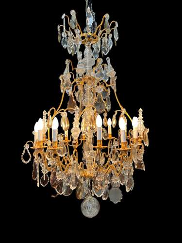 19th Century French Bronze And Crystal Chandelier