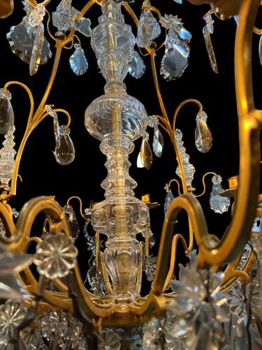19th Century French Bronze And Crystal Chandelier