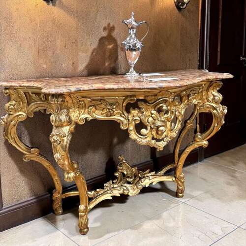 19th Century French Louis XV Giltwood Console Table