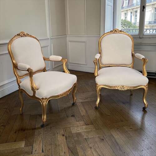 Pair Of 19th Century French Giltwood Armchairs
